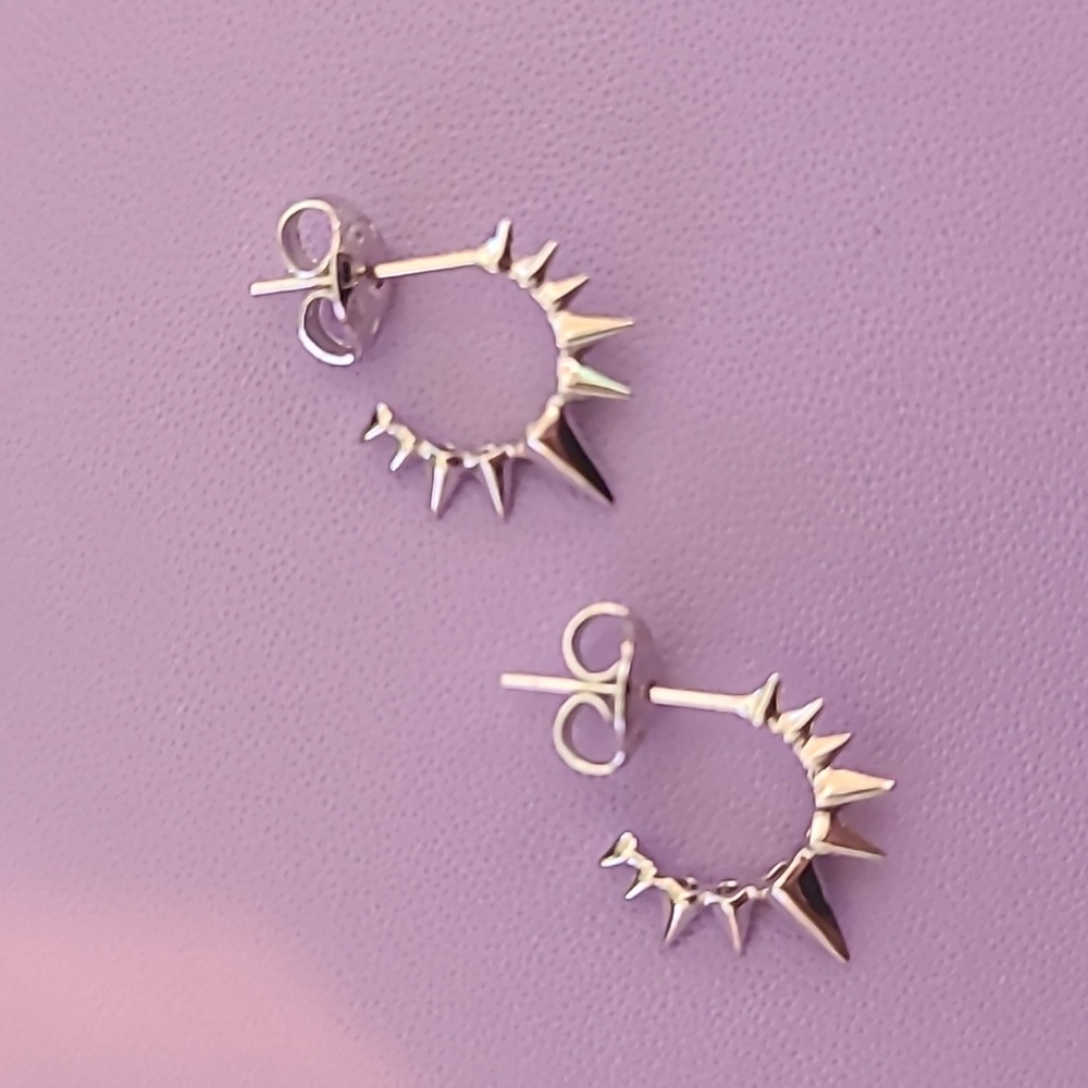 Melinda Maria Silver Spike Hoop Earrings